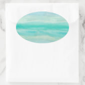 青グラデーション水洗模様 楕円形シール (バッグ)