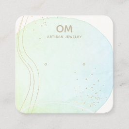 青グラデーション水色スタッドイヤリング表示ホルダー スクエア名刺