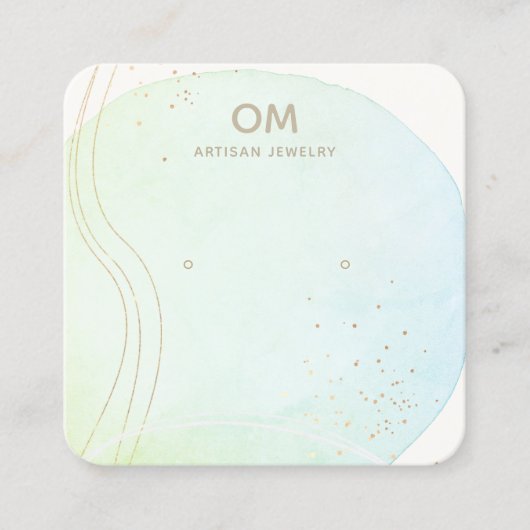 青グラデーション水色スタッドイヤリング表示ホルダー スクエア名刺 (正面)