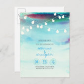 青グラデーション水色ビーチ保存日 案内ポストカード (正面/裏面)