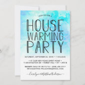 青グラデーション水色引っ越し祝いパーティーパーティー 招待状 (正面)