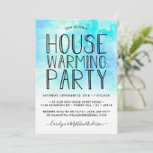 青グラデーション水色引っ越し祝いパーティーパーティー 招待状 (スタンド正面)
