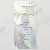 青グラデーション水色金ゴールド茶色のスクリプ結婚ト プログラム (正面/裏面)