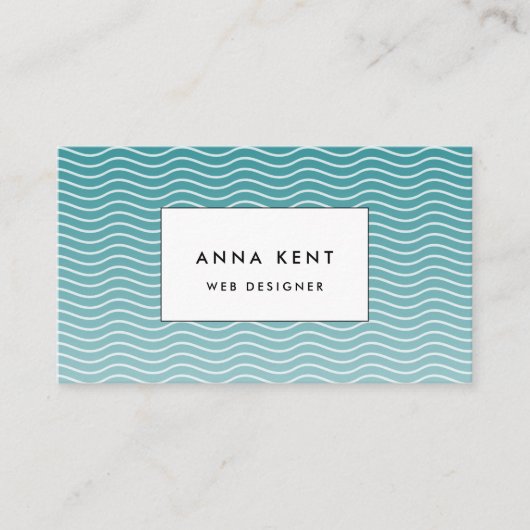 青グラデーション波 名刺 (正面)