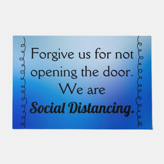 青グラデーション社会配給ドアマット ドアマット (正面)