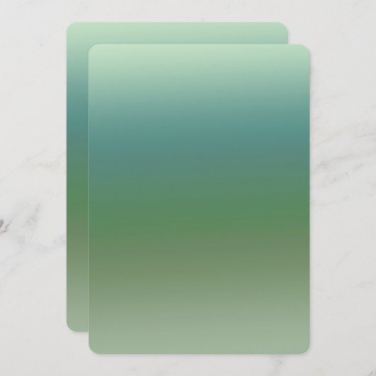 青グラデーション緑の海の赤ちゃんシャワー 招待状 (正面/裏面)