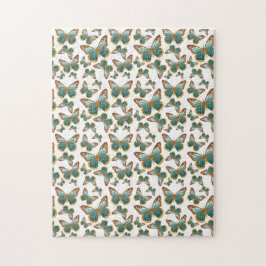 青グラデーション蝶パターン ジグソーパズル