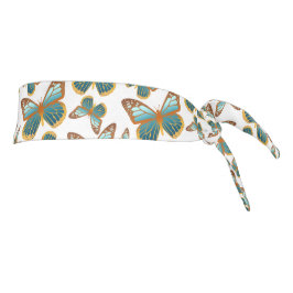 青グラデーション蝶パターン タイヘッドバンド