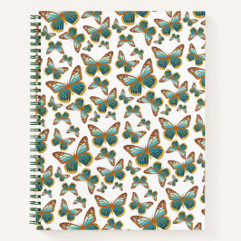 青グラデーション蝶パターン ノートブック