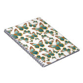 青グラデーション蝶パターン ノートブック (右側)