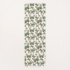 青グラデーション蝶パターン ヨガマット