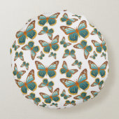 青グラデーション蝶パターン ラウンドクッション (裏面)