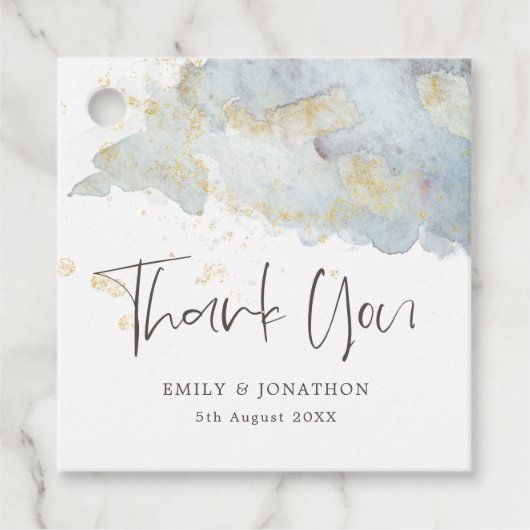 青グラデーション金ゴールドスモダンクリプト名メッセージ結婚の フェイバータグ (正面)