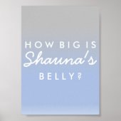 青グラデーション銀腹サイズ赤ちゃんシャワーゲームサイン ポスター (正面)