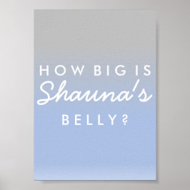 青グラデーション銀腹サイズ赤ちゃんシャワーゲームサイン ポスター