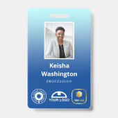 青グラデーション3個のロゴを追加する従業員ID バッジ (正面)