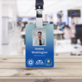 青グラデーション3個のロゴを追加する従業員ID バッジ