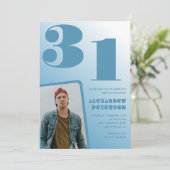 青グラデーション31歳の誕生日招待状ボーイフォト 招待状 (スタンド正面)