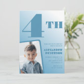 青グラデーション4th誕生日招待状写真 招待状 (スタンド正面)