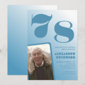 青グラデーション78th誕生日招待状メンズ写真 招待状 (正面/裏面)