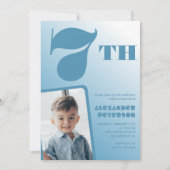 青グラデーション7th誕生日招待状写真 招待状 (正面)