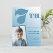 青グラデーション7th誕生日招待状写真 招待状 (スタンド正面)