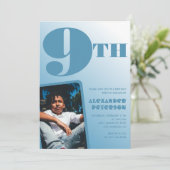 青グラデーション9th誕生日招待状写真 招待状 (スタンド正面)