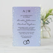 青グラデーション モノグラム 結婚式招待状 招待状 (スタンド正面)