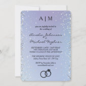 青グラデーション モノグラム 結婚式招待状 招待状 (正面)