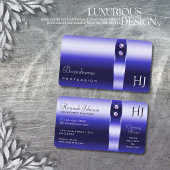 青グラデーショ王室のンきらめくダイヤモンドイニシャル 名刺