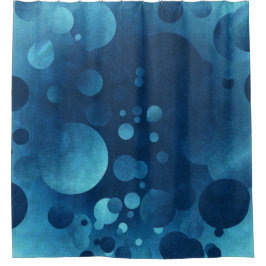 青グランジい幾何学円 シャワーカーテン