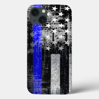 青グランジ線フラグiPhoneケース iPhone 13ケース