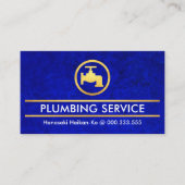 青グランジ金ゴールド水栓配管機 名刺 (正面)