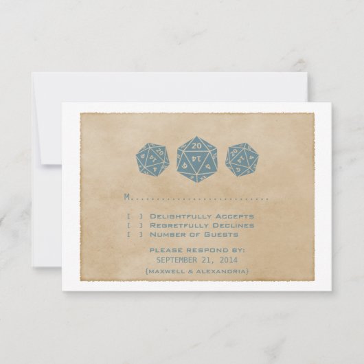 青グランジD20サイコロゲーマー応答カード 出欠カード (正面)