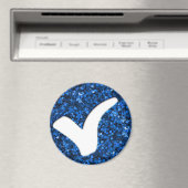 青グリッターチェックマー書ク記号 マグネット (インサイチュ (食洗機))