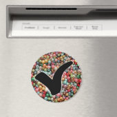 青グリッターチェックマー書ク記号 マグネット (インサイチュ (食洗機))