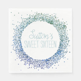 青グリッター円 スタンダードランチョンナプキン