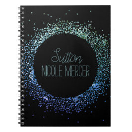 青グリッター円 ノートブック