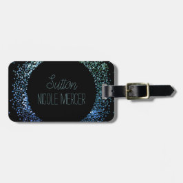 青グリッター円 ラゲッジタグ