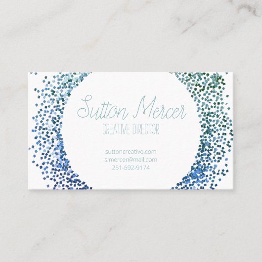 青グリッター円 名刺 (正面)