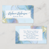 青グリッター水彩ファッションスタイリストモダン 名刺 (正面/裏面)