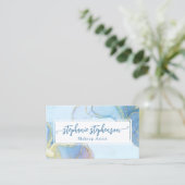 青グリッター水彩ファッションスタイリストモダン 名刺 (スタンド正面)