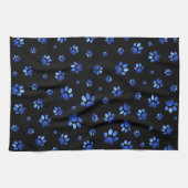 青グリッター犬の足のパターン キッチンタオル (横)