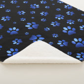 青グリッター犬の足のパターン シェルパブランケット (3/4)