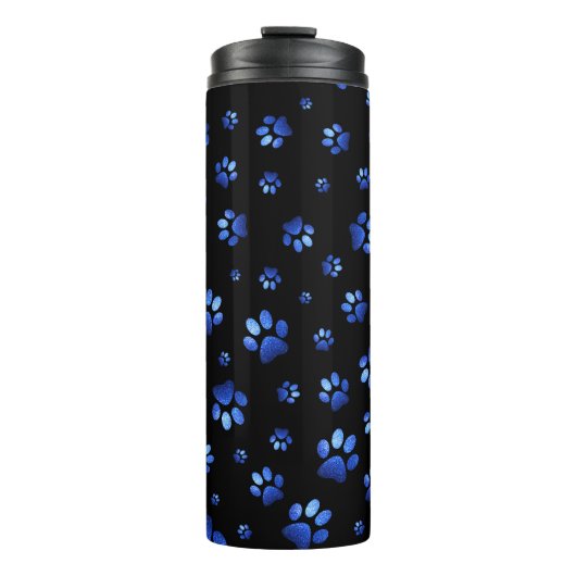 青グリッター犬の足のパターン タンブラー (正面)