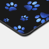 青グリッター犬の足のパターン デスクマット (コーナー)