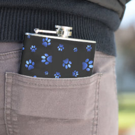 青グリッター犬の足のパターン フラスク