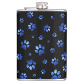 青グリッター犬の足のパターン フラスク (正面)
