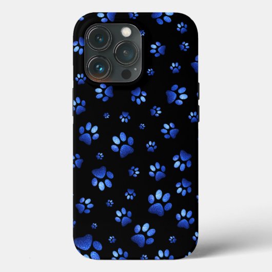 青グリッター犬の足のパターン Case-Mate iPhoneケース (裏面)