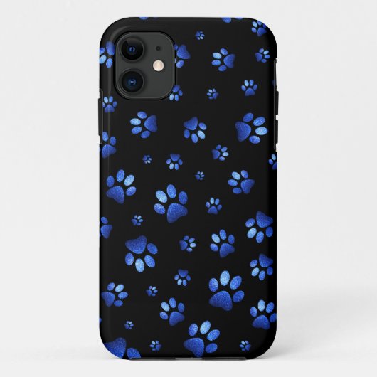 青グリッター犬の足のパターン Case-Mate iPhoneケース (裏面)
